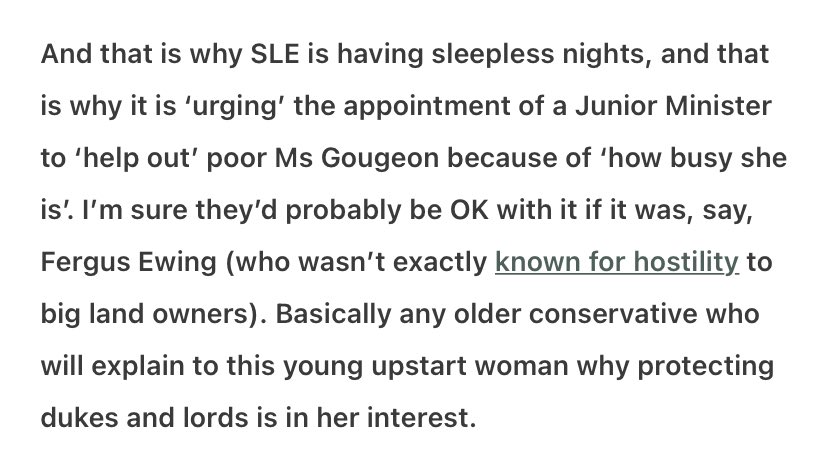 As a woman doing her best to help rural Scotland thrive, I find this statement from <a href="/RMcAlpineOrg/">RobinMcAlpineOrg</a> personally insulting &amp; hurtful. We have nothing but the upmost respect for <a href="/MairiGougeon/">Mairi Gougeon</a> &amp; our call for more resource was entirely linked to scale &amp; breadth of the rural portfolio.