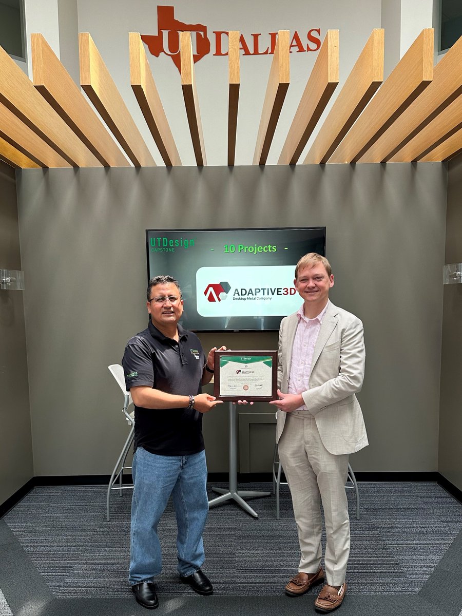 #SponsorAppreciation: We express our gratitude to all our amazing sponsors for their unwavering support of the #UTDesign #capstone program.

We particularly appreciate <a href="/Adaptive3DTech/">Adaptive3D</a> for giving our students challenging projects and sponsoring 10 projects.