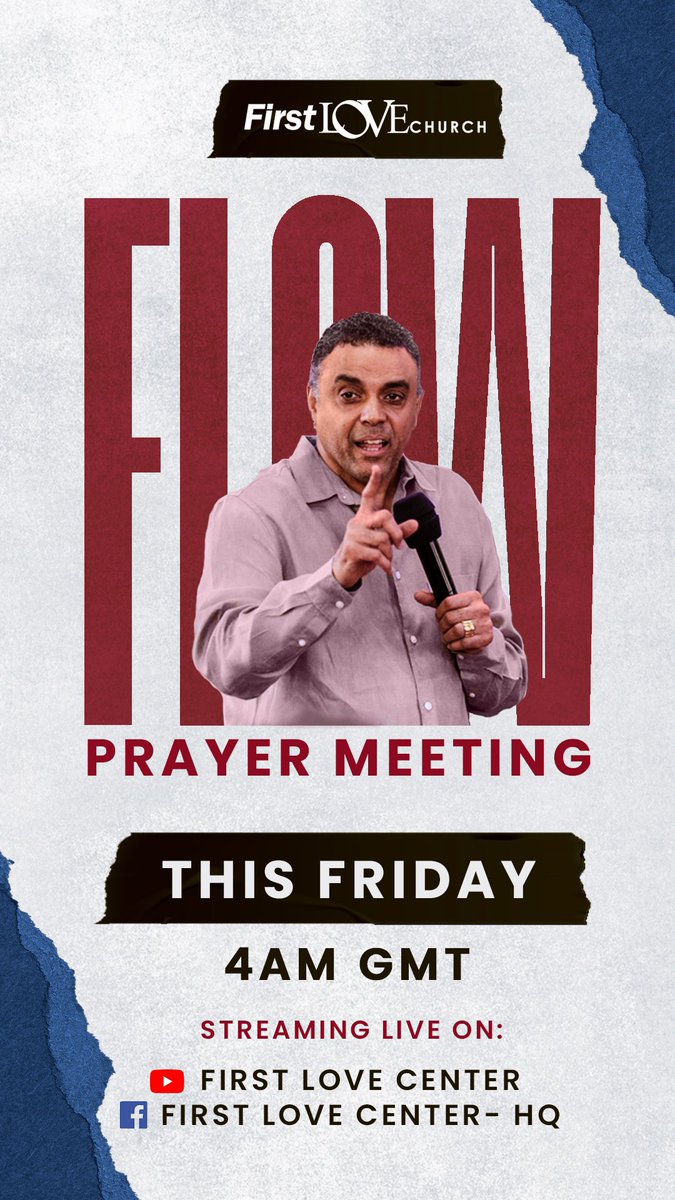 FirstLoveCenter's tweet photo. We are certain that your faith in God will be stirred up and your life will be transformed as you join tomorrow’s FLOW Prayer Meeting with Bishop Dag Heward-Mills at 4am GMT!

Don't forget to tune in on the First Love Center YouTube channel or Facebook page!  

#FLOWWithMe https://t.co/uDX0mdrRjW