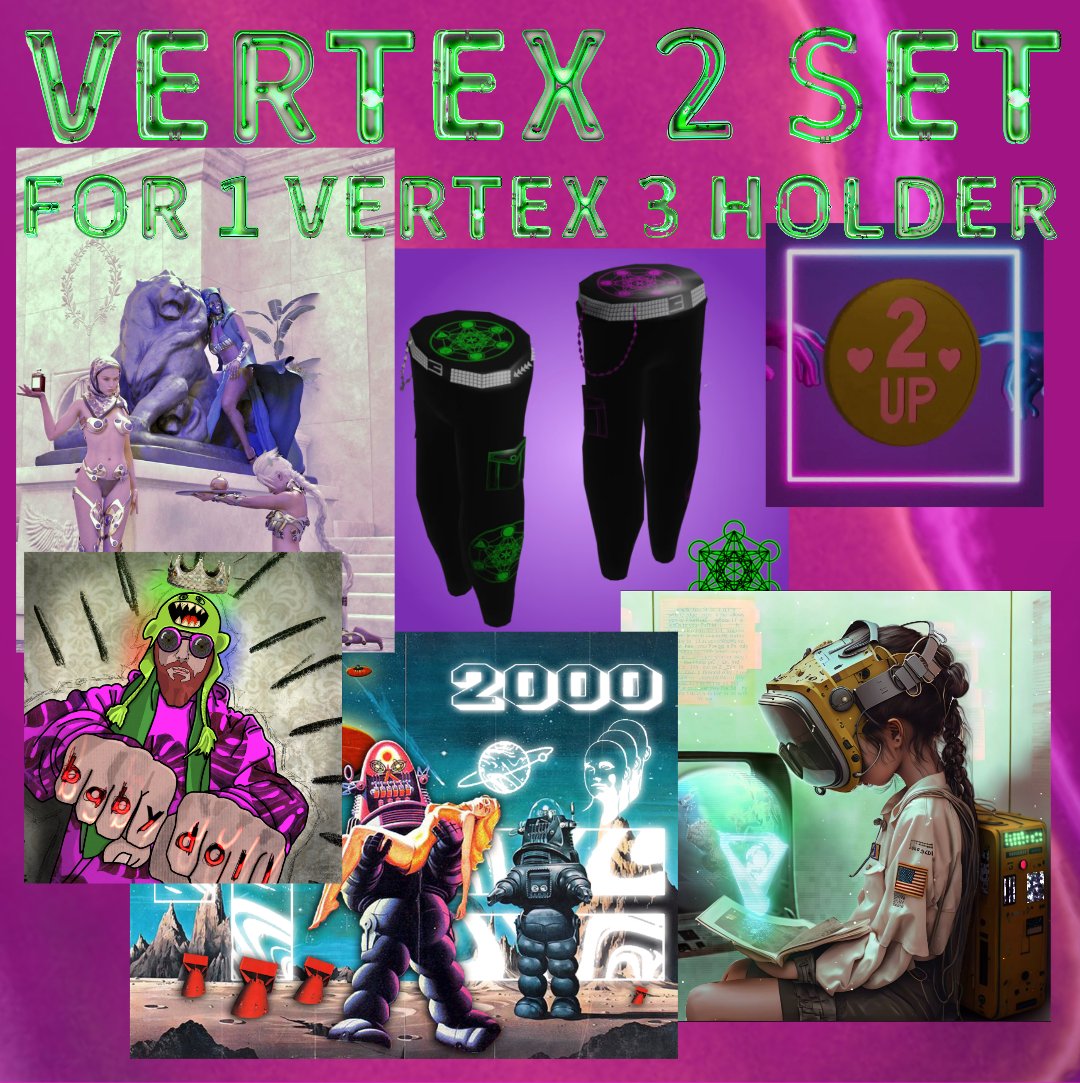 I'm doing a #Giveaway  of one #VERTEX 2 complete set (all the #art, #wearable, and #token + my piece once complete😅) to one VERTEX 3 token #HODL'er ... these older sets are no longer in #mint.
^^^ 1 more reason to get your VERTEX 3 token, once it is gone, it is gone!: