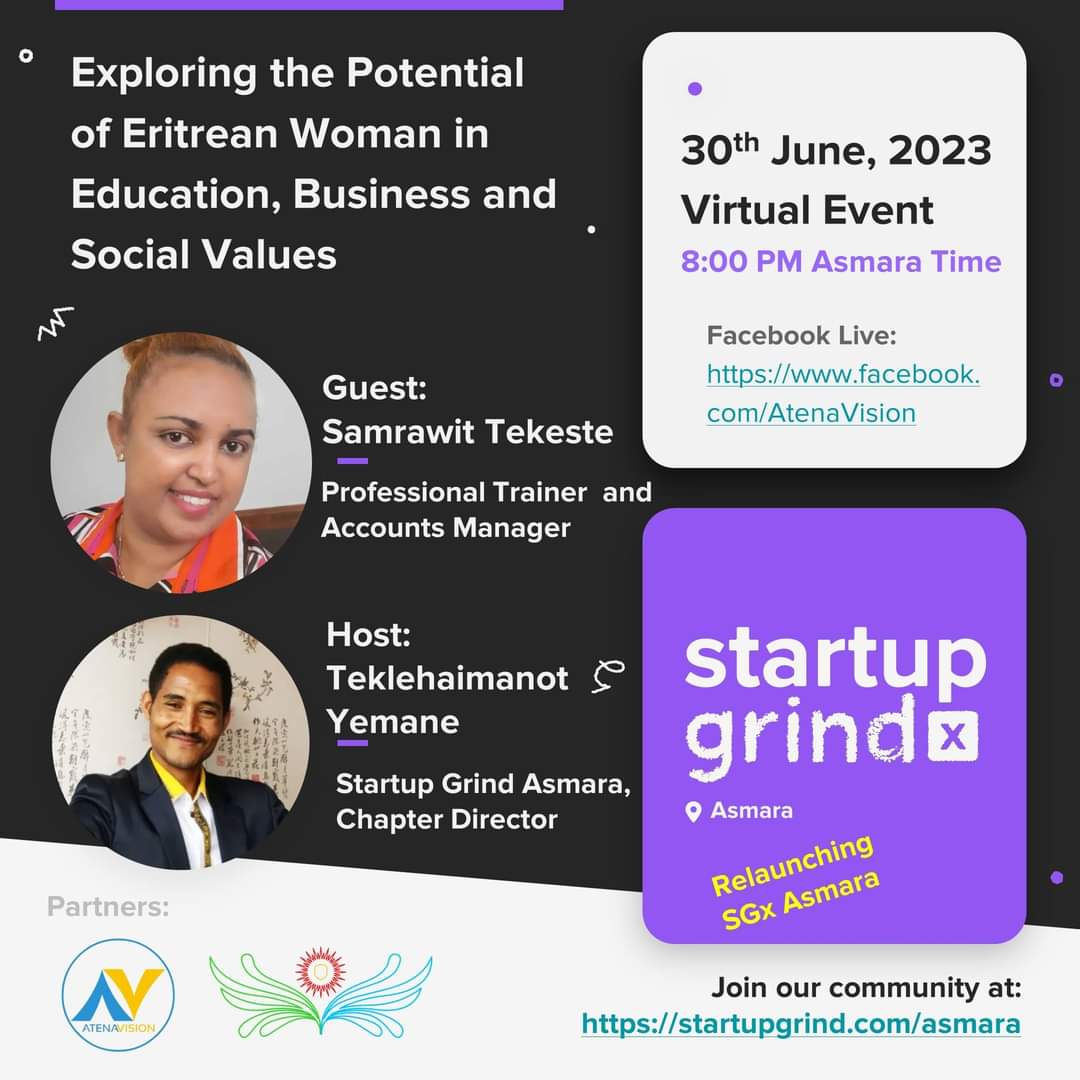 cooltekila's tweet photo. Exploring the Potential of Eritrean Woman in Education, Business and Social Values, with Samrawit Tekeste. 

In this virtual event, we will discover the hidden potential of Eritrean woman in the areas of Education, Business and Social Values.   https://t.co/m4nqLMq3rL https://t.co/7W6jO8JidS