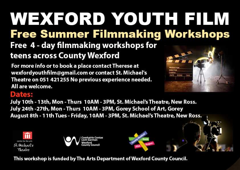 FREE Summer Filmmaking Workshops Sounds like a great opportunity for #Wexford teenagers to get creative! #becreative #trysomethingnew #summerfun