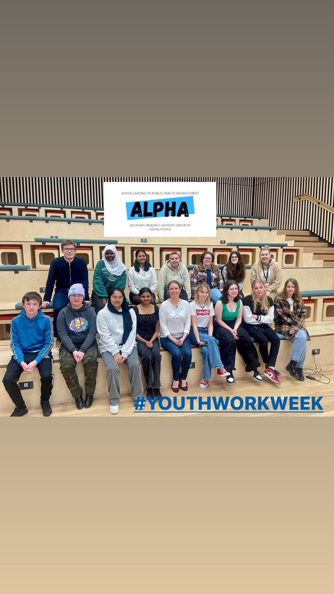 Big shoutout to the amazing group of young people I get to work with @ALPHA_DECIPHer 🫶🏻

ALPHA has a huge impact and a leading role in @DECIPHerCentre Public involvement by sharing their views helping to make a HUGE impact in public health research! 🙌🏻🙌🏻

#Youthworkweek