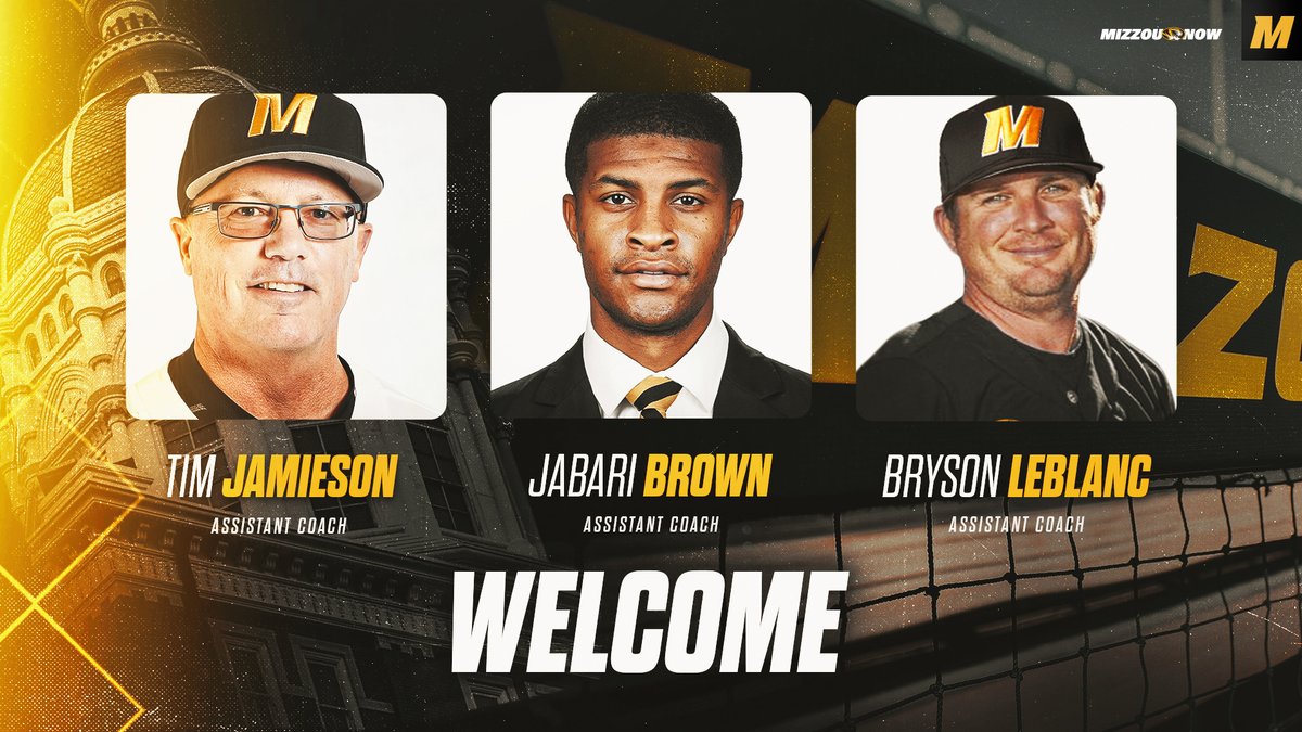 Mizzou Baseball (@mizzoubaseball) on Twitter photo Tigers add three assistants to baseball staff.
Welcome (back) Tim Jamieson, Bryson LeBlanc (<a href="/TheSilentCee/">Bryson LeBlanc</a>) and Jabari Brown (<a href="/Coach_Jay__/">Jabari Brown</a>)!
🔗: bit.ly/3NvvI60
#MizzouNOW | 🐯⚾️ Tigers add three assistants to baseball staff.
Welcome (back) Tim Jamieson, Bryson LeBlanc (<a href="/TheSilentCee/">Bryson LeBlanc</a>) and Jabari Brown (<a href="/Coach_Jay__/">Jabari Brown</a>)!
🔗: bit.ly/3NvvI60
#MizzouNOW | 🐯⚾️