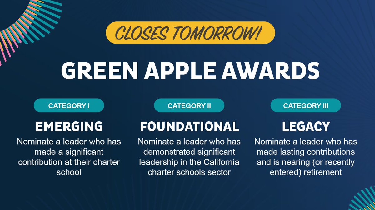 Tomorrow is the last day to submit nominations for CSDC’s 2023 Green Apple Awards! We’re accepting nominations in 3 categories. Winners will be honored during the main plenary session at #23CSDC on November 8-10 at the Anaheim Convention Center. csdcconference.org/2023/present/c…