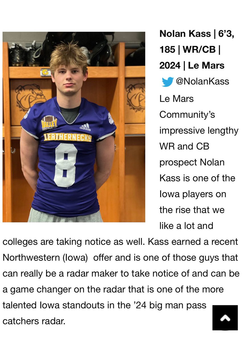 Nolan Kass (@nolankass) on Twitter photo Thanks <a href="/6starfootballIA/">Six Star Football | IOWA</a> for the great write up! Thanks <a href="/6starfootballIA/">Six Star Football | IOWA</a> for the great write up!