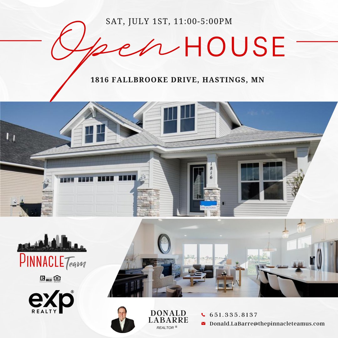 We are having an Open House Saturday!

#OpenHouseMN #HastingsMN #PinnacleTeam #EXPRealty #ForSaleMN #DonaldLaBarreRealtor