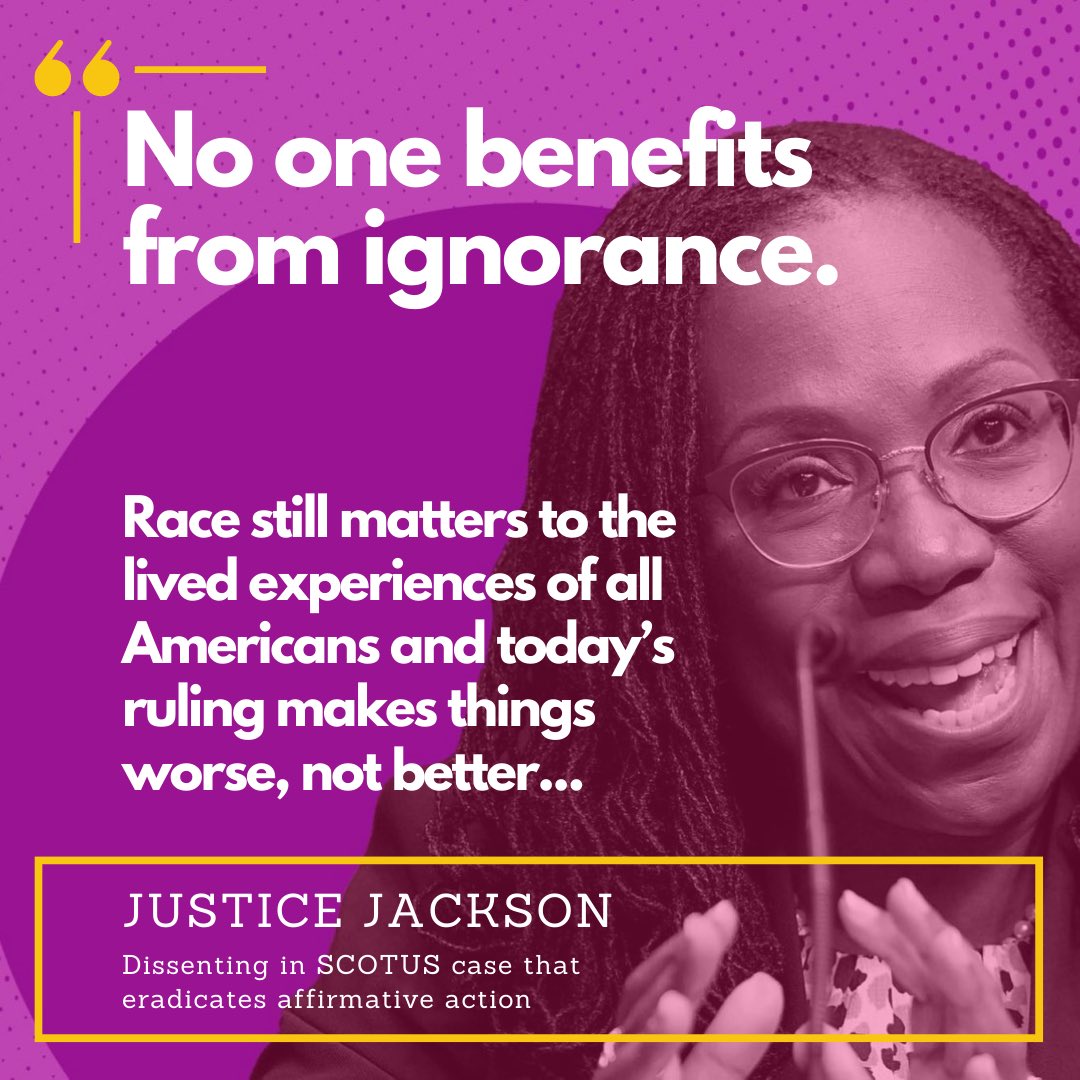 ChangeLawyers's tweet photo. We’re devastated by today’s decision eradicating race consciousness in higher ed, but we will continue to stand with First Gen, BIPOC students. #SupremeCourtDecision #AffirmativeAction #ChangeLawyers https://t.co/J0vqWLgLWk