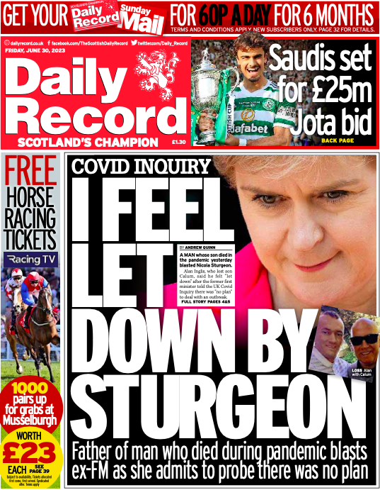 TmorrowsPapers's tweet image. Friday's Record: I Feel Let Down By Sturgeon #TomorrowsPapersToday #DailyRecord #Record