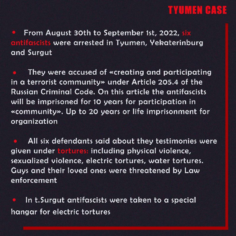 avtonom_org_en's tweet photo. «Tyumen case» in 5 minutes: https://t.co/75nIeYnix7, https://t.co/pNoyMgUAyn, https://t.co/HeAE3jgbsn
#tyumen_case #political_prisoners https://t.co/m7B11JhbCn