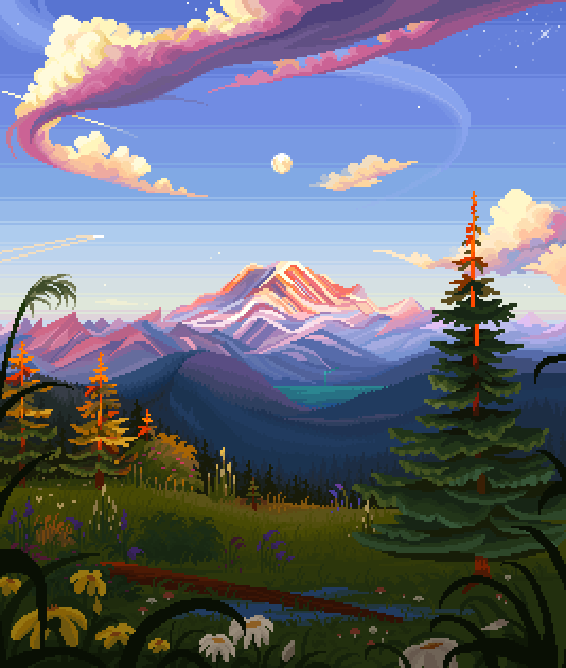 Dreaming in nature 🏞️

By @16pxl 
#pixelart #digitalart #ドット絵