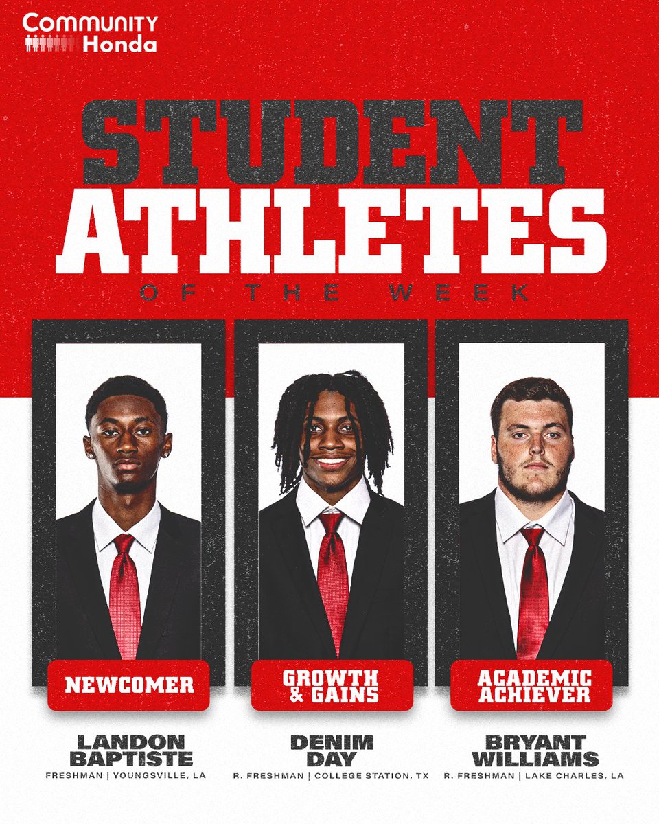 ✏️ #cULture in the classroom

Congrats to <a href="/LandonBaptiste/">landon baptiste</a>, <a href="/DenimDay2/">Denim Day</a>, and <a href="/BryantW_64/">Bryant Williams</a> for being named this week's 𝐒𝐓𝐔𝐃𝐄𝐍𝐓-𝐀𝐓𝐇𝐋𝐄𝐓𝐄𝐒 𝐎𝐅 𝐓𝐇𝐄 𝐖𝐄𝐄𝐊!

#GeauxCajuns