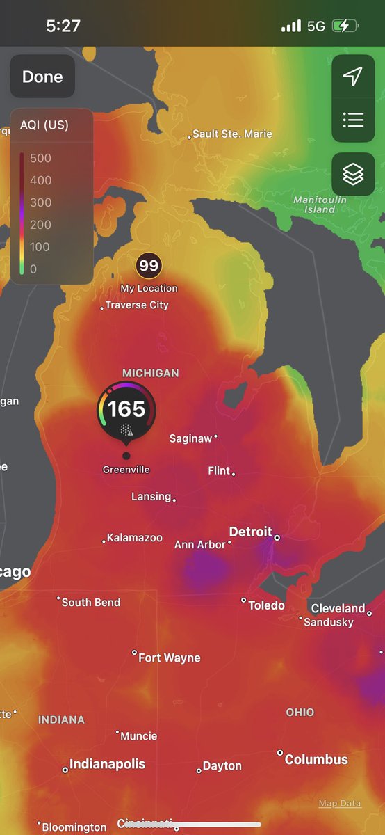 Thank you for the reminder, Mother Nature, that what happens to my neighbor, ￼also affects me. A good lesson in the interconnectedness of our globe and every living thing on it.  #michiganairquality