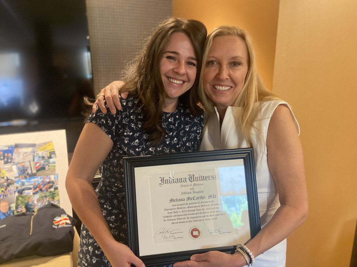 Congratulations to Dr. Melissa McCarthy, our 2nd fellow ever to successfully complete Motorsports Medicine Fellowship! Dr. McCarthy is staying on as @IUSMEmergMed faculty, <a href="/IndyCar/">NTT INDYCAR SERIES</a> physician, and driver medical advocate. We are proud of you!! <a href="/melismccar/">Melissa McCarthy, MD</a>