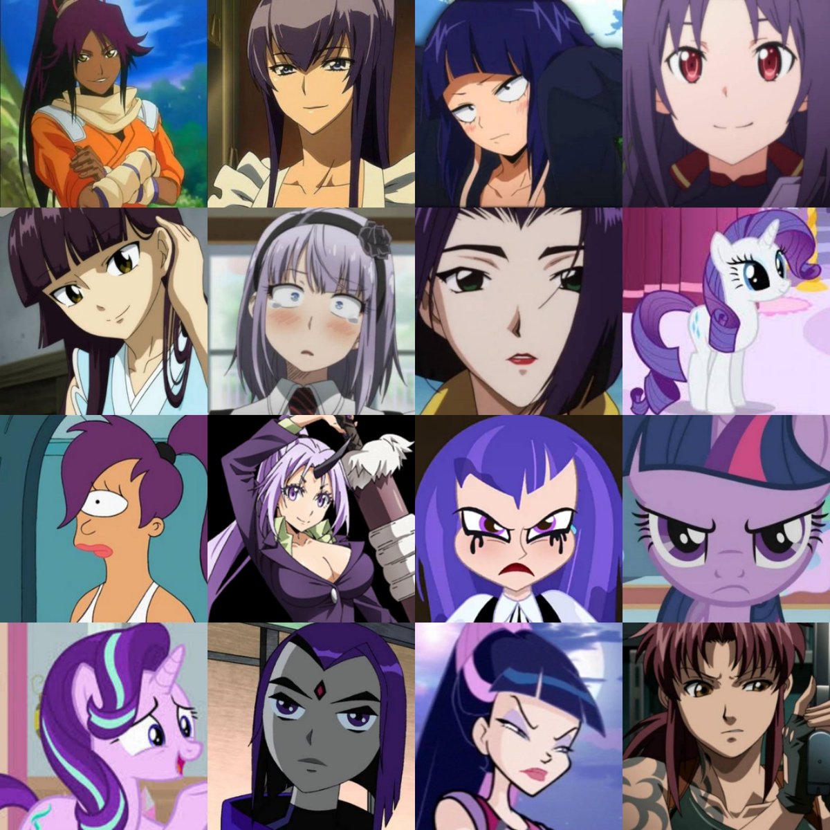 Everyone is purple hair 😍😍❤️❤️ #CartoonNetwork #Nickelodeon #DisneyChannel #mylittlepony #dcsuperherogirls #FairyTail #MyHeroAcademia #TeenTitans #cowboybebop #BLEACH #winxclub #BlackLagoon #Futurama #purplehair #violethair #colorhair