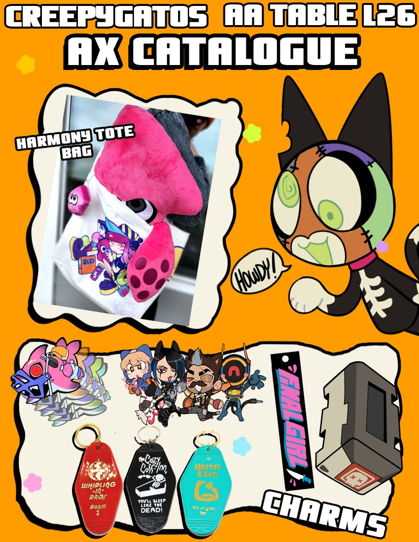 CREEPYGATOS's tweet photo. HEY CREEPY PALS 
HERE IS OUR #AnimeExpo2023 CATALOGUE!

We are tabling alongside the wonderful @imkikiphan 

WE CAN BE LOCATED AT TABLE ** L 26 **
COME SAY HI TO US!

#AXArtistAlley2023 #AX2023ArtistAlley #AX2023 https://t.co/Rfa5e7Cfys