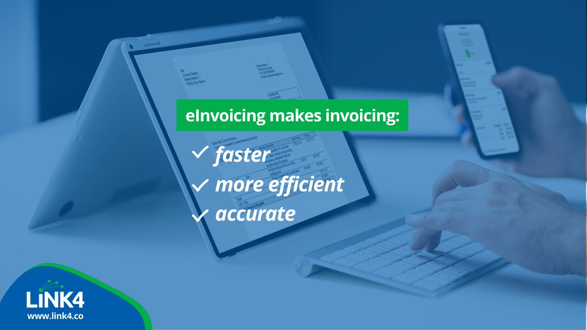 Elimination of manual data entry results in faster invoice processing, which in turn results in timely or even #fasterpayments, improving your cash flow!

Find out what other #benefits #einvoicing provides by visiting zurl.co/UoJj

#Link4 #Automation #ImprovedCashflow