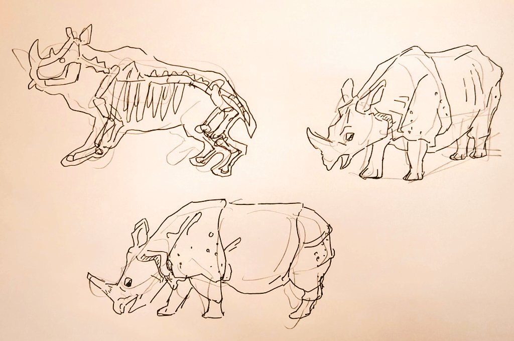 #1日1模写 Ⅲ　185/365
今日はサイと遊具でした🥰🥳✨
サイ、これ現代の恐竜でしょ😅
#無煙マッチ　#マンレボ https://t.co/UWc5hHMjno