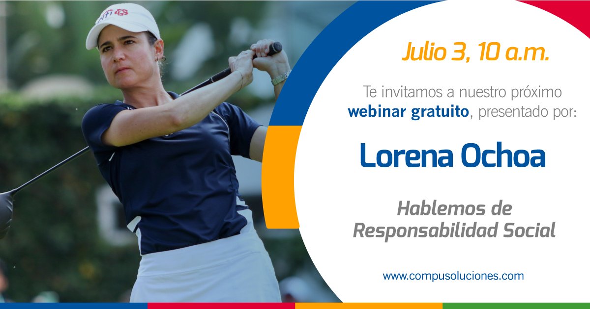 Únete a la sesión el próximo lunes 3 de julio a las 10  a.m., donde la exgolfista mexicana <a href="/LorenaOchoaR/">Lorena Ochoa Reyes</a>, nos hablará de la importancia que tiene involucrarnos en actividades de Responsabilidad Social. 

▶️ ¡Regístrate! Cupo limitado

compusoluciones.activehosted.com/f/28