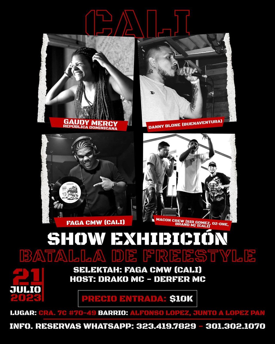 IamFAGA's tweet photo. ¿Cali, Están list@s? 🔥
Se aproxima un #guateque de kilos, 
todo el #Flava y #Power de:

@gaudymercy 🇩🇴
@dannyblone 🇨🇴

#MaconCrew: 

@sir_gomez_oficial
@thebranm
@o.z.one_ninetyeigth

#Host:
 
@drako_mc
@derfer0813

Tocando: 
El @fagacmw 🔈🔉🔊
¡Vos Sabés! 🖤✊🏿🔥

¡reserva ya! https://t.co/wMMUGARVV4