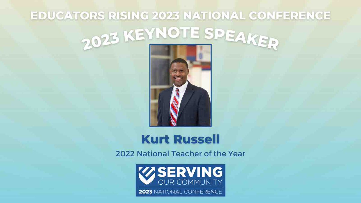 We’re thrilled to have 2022 National Teacher of the Year, <a href="/kurtsenior_/">Kurt Russell</a> as today’s Opening General Session keynote! Don’t miss it, here at #EdRising23! #servingourcommunity
