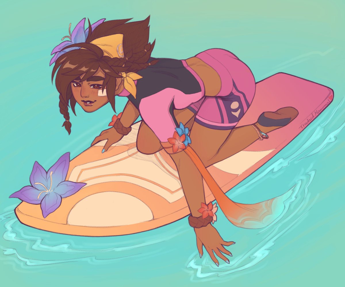 TrashedMammal's tweet image. A super fun commission of pool party taliyah i got to do! ✨🌊