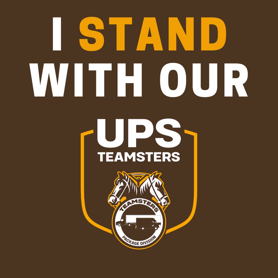 📢🤝 Proud to stand with over 340,000 full- and part-time Teamsters at United Parcel Service (UPS)! We support your fight for fair wages, safe working conditions, affordable healthcare, and dignified retirement. #LaborStrong