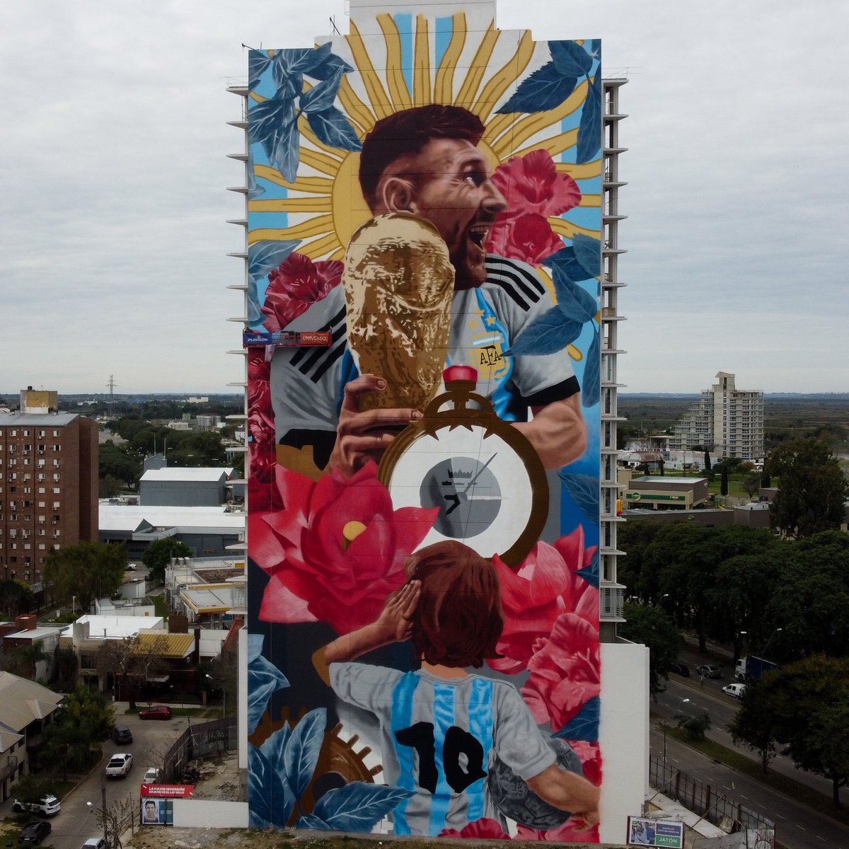 El nuevo mural en Santa Fé capital en honor a Messi. Locura.