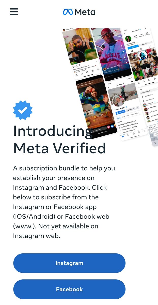 BelieveCreativa's tweet photo. Meta se dió cuenta que puede cobrar por cuentas verificadas y ganar millones de dólares y se puso a la tarea.

Disponibles desde $45.000 pesos mensuales. 

#Meta #Verificadas #Facebook #Instagram #SocialMedia https://t.co/tMvAfrw1im