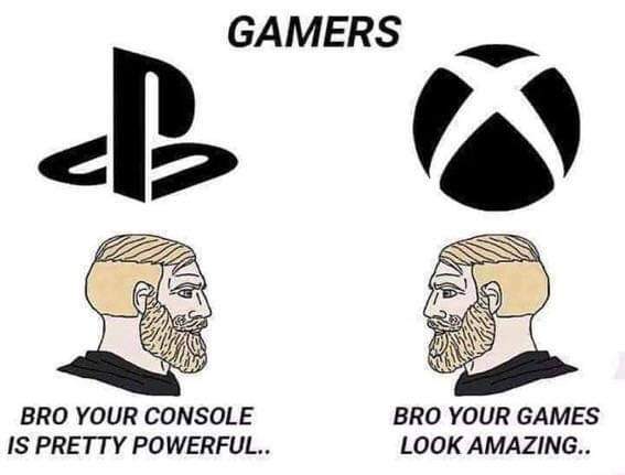 vlootgaming's tweet photo. Console gamers 🤗👏

#gaming #gamingmemes #Xbox  #PlayStation https://t.co/jp3mS4pc61