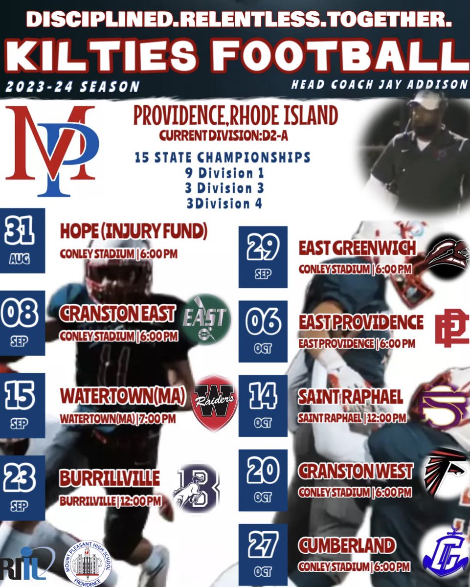 2023-2024 Kilties Football Varsity Schedule… 🔴🔵🗓️