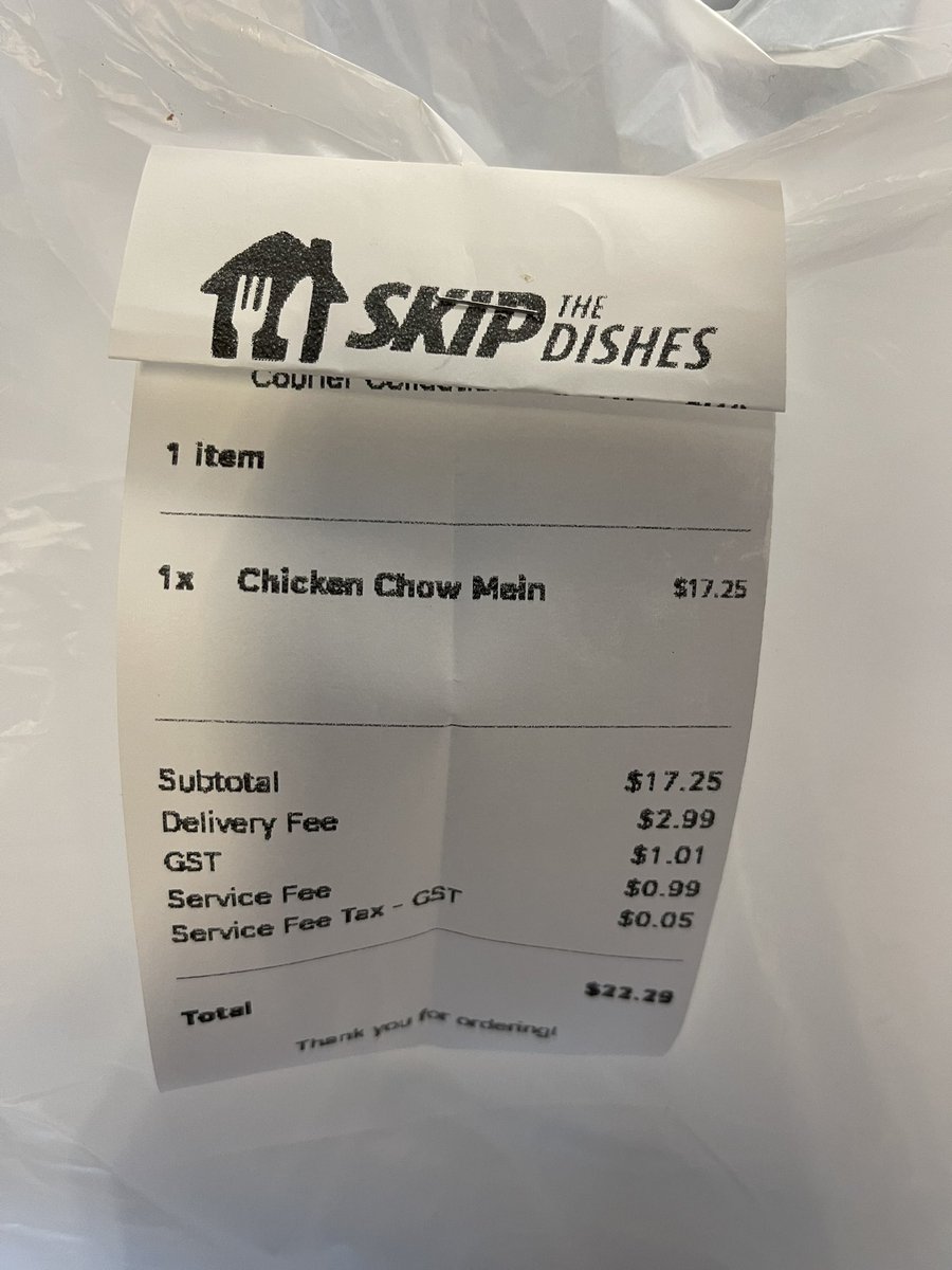 Wow #skipthedishes sure is ruining the food delivery experience.  First they are charging restaurants up to 30% in service fees and now they are charging the customers a service fee and service fee gst. Loan sharking at its best. @JustinTrudeau @SkipTheDishes