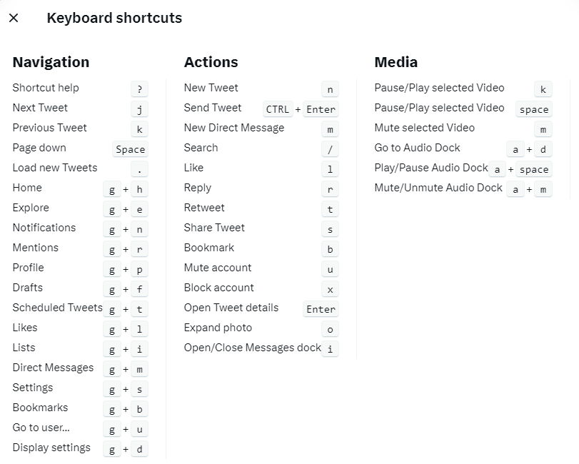 almohammy's tweet image. Very useful #keyboard_shortcuts for #Twitter  
@elonmusk