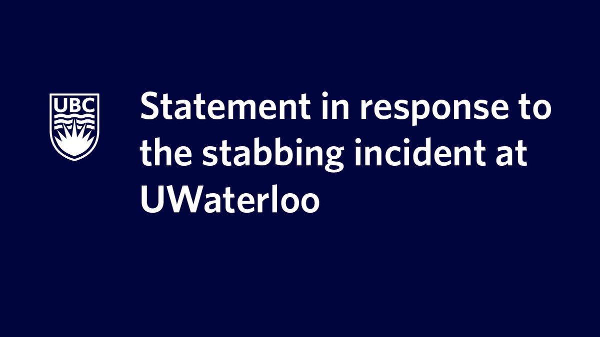 Reflecting on the shocking stabbing at <a href="/UWaterloo/">University of Waterloo</a>, we wish a speedy recovery to the injured professor &amp; students &amp; reaffirm our commitments to safety, inclusion of 2SLGBTQIA+ students, faculty &amp; staff &amp; those who work and learn in solidarity w/ them:  bit.ly/444sbTm #UBC
