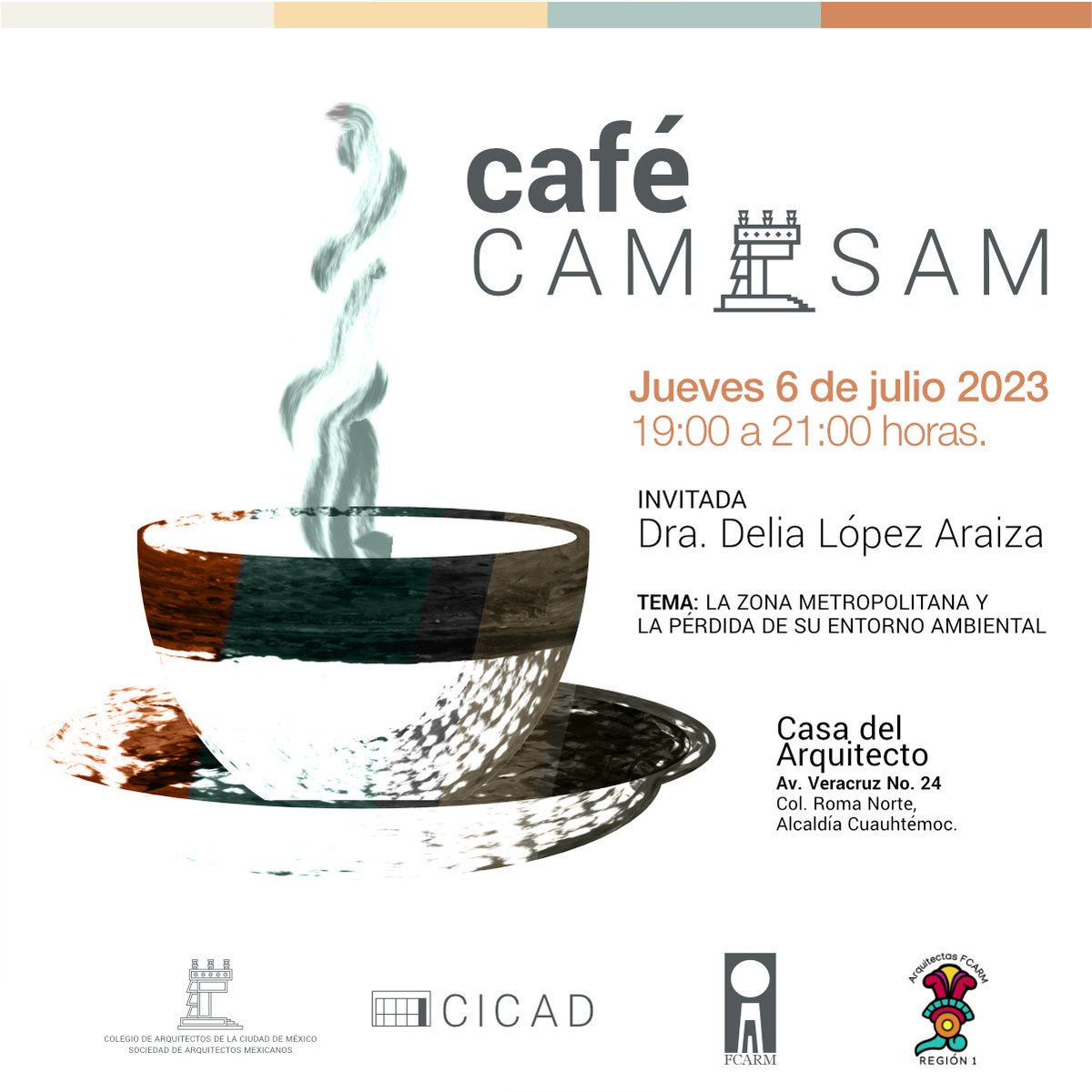 En esta nueva edición del #cafécamsam, abordaremos la preocupante situación que enfrenta nuestra ciudad en términos de la pérdida de su entorno ambiental. ☕️

Acompáñanos el 06 de julio a las 19:00 hrs, en la Casa del Arquitecto.

#CAMSAM

Registrate aquí: bit.ly/3CQxWYM