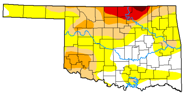 It may seem like we've had enough rain to pull us out of drought, but almost 77% of the state is still abnormally dry or worse with 36% in moderate drought or worse. Visit drought.ok.gov for more drought links.
