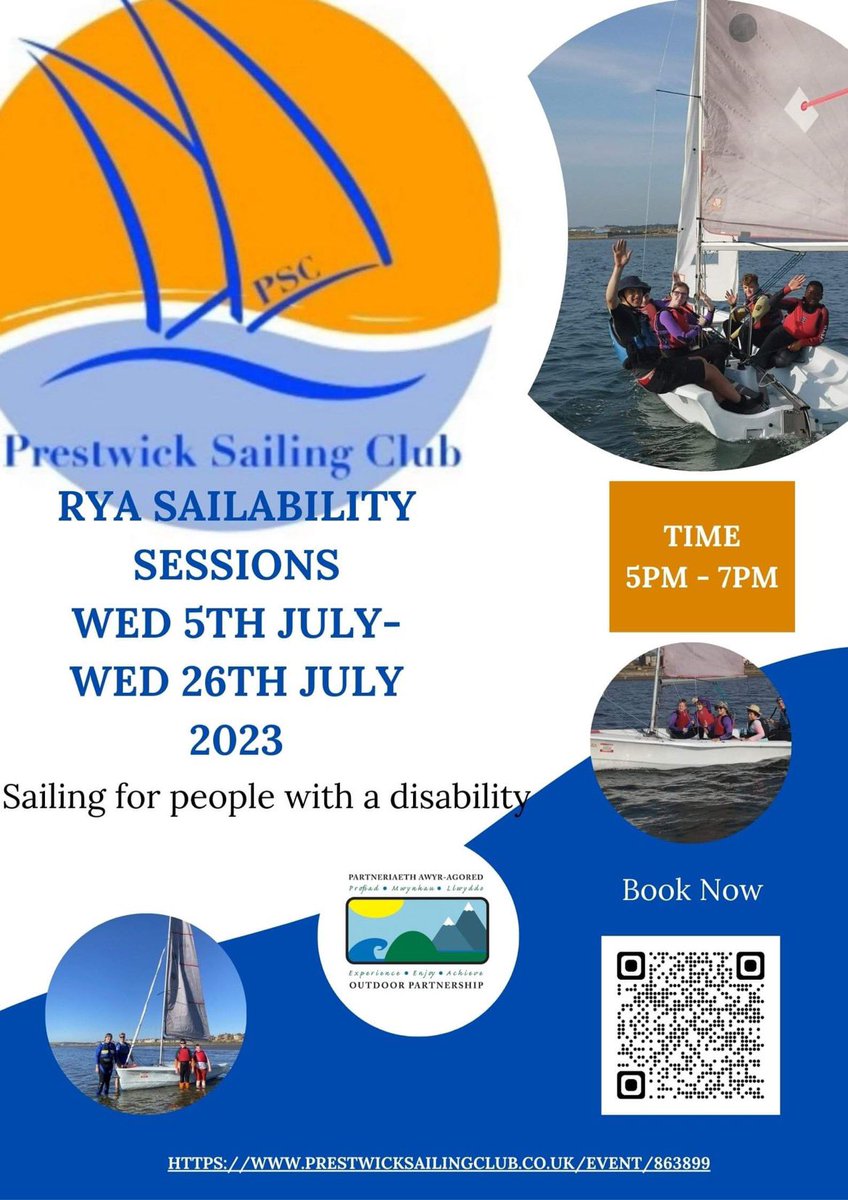 top_ayrshire's tweet image. To book on this Disability Sailing course click on this link. A great partnership with TOP Ayrshire and Prestwick Sailing Club.
Starting next Wednesday 5th July.

prestwicksailingclub.co.uk/event/863899
