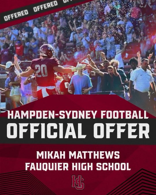 After a great visit and talk with @dilloncostell01 I am blessed to receive an offer from Hampton Sydney College <a href="/HSC__FOOTBALL/">H-SC Football</a> <a href="/FHS_FalconFB/">Fauquier High Football</a> #Blessed