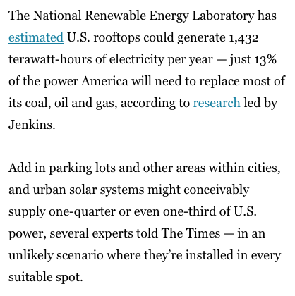 Shannon Osaka (@shannonosaka) on Twitter photo I, too, often get the question/comment "why can't rooftops satisfy all our solar needs?" <a href="/Sammy_Roth/">Sammy Roth</a> has the answer
latimes.com/environment/st… I, too, often get the question/comment "why can't rooftops satisfy all our solar needs?" <a href="/Sammy_Roth/">Sammy Roth</a> has the answer
latimes.com/environment/st…