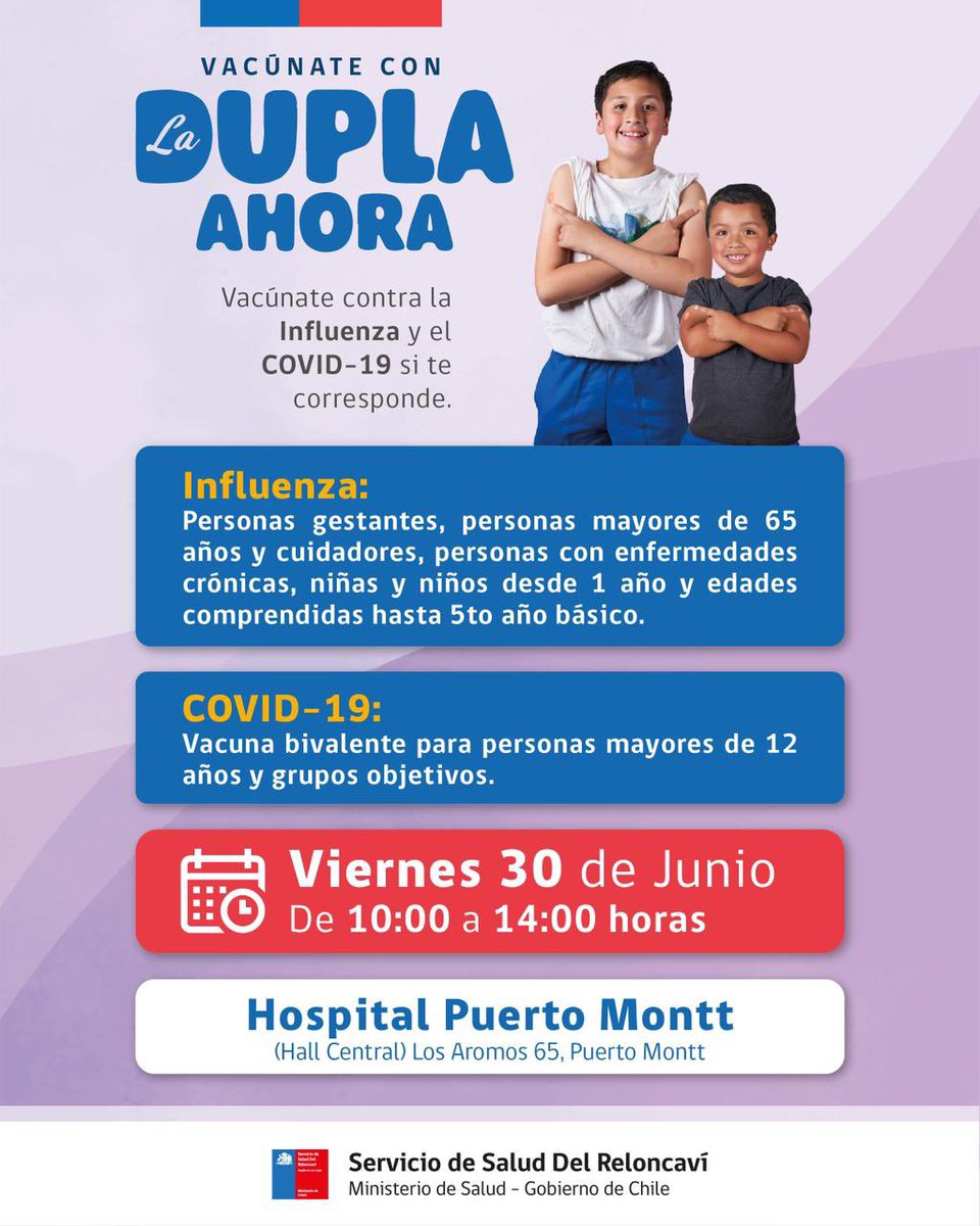Mañana en Hospital Puerto Montt!! Abierto para toda la comunidad con apoyo de @seremisalud10 @hospitalpm  @karin_solish y el apoyo del servicio de salud #Lasvacunassalvanvidas #campañainvierno2033