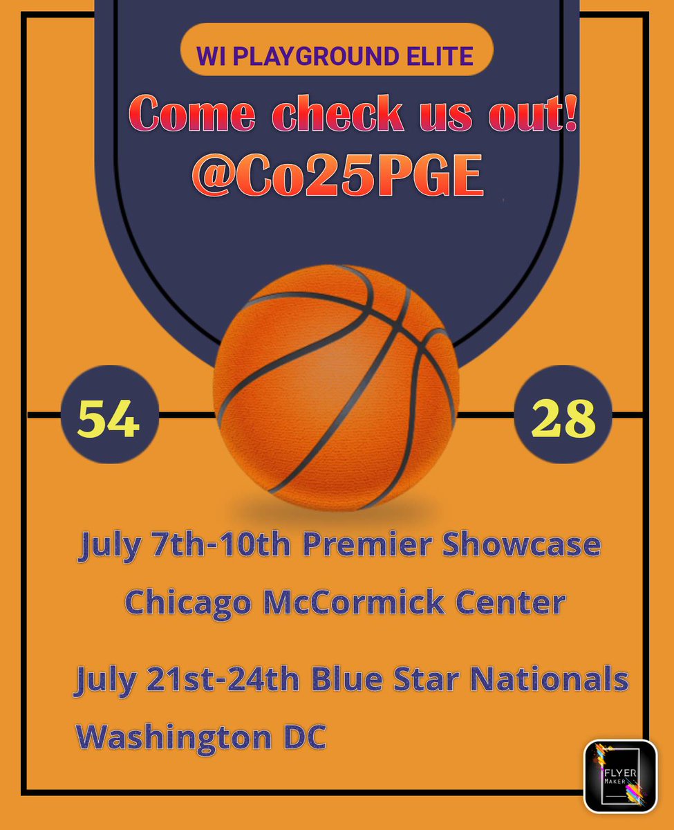 PlaygroundEliteCo25 (@co25pge) on Twitter photo Come watch us play in our final two events of the season!
Premier Showcase July 7th-10th in Chicago at the McCormick Center and Blue Star Nationals July 21st-24th in Washington DC <a href="/CoachSpeights3/">Keondrae Speights</a> <a href="/Co25PGE/">PlaygroundEliteCo25</a> <a href="/WIPGEGirls/">Wisconsin Playground Elite</a>
<a href="/Howard_WBB/">HowardWBB</a> <a href="/DePaulWBBHoops/">DePaul Women's Basketball</a> <a href="/BlueStarMedia1/">BlueStar Media</a> <a href="/PrepGirlsHoops/">Prep Girls Hoops 🏀</a> Come watch us play in our final two events of the season!
Premier Showcase July 7th-10th in Chicago at the McCormick Center and Blue Star Nationals July 21st-24th in Washington DC <a href="/CoachSpeights3/">Keondrae Speights</a> <a href="/Co25PGE/">PlaygroundEliteCo25</a> <a href="/WIPGEGirls/">Wisconsin Playground Elite</a>
<a href="/Howard_WBB/">HowardWBB</a> <a href="/DePaulWBBHoops/">DePaul Women's Basketball</a> <a href="/BlueStarMedia1/">BlueStar Media</a> <a href="/PrepGirlsHoops/">Prep Girls Hoops 🏀</a>