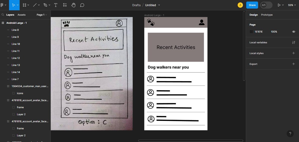 Digital wireframe of a dog walking app 
#UIUX #wireframing #designthinking #uidesign