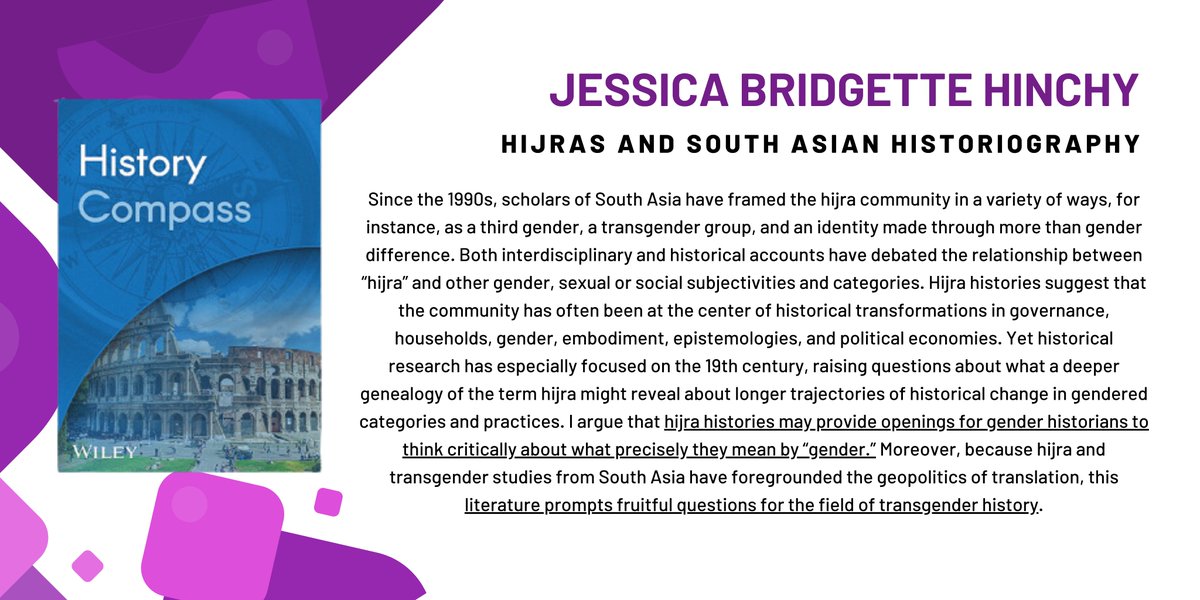 Assoc Prof @HinchyJessica dives into the #hijra community of South Asia to further ideas on #GenderHistory and #TransgenderHistory Read more: compass.onlinelibrary.wiley.com/doi/abs/10.111…