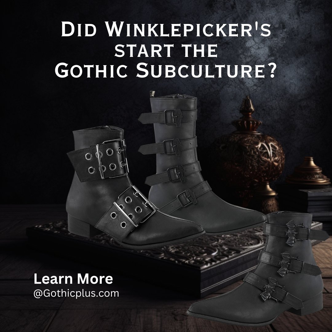 What are winklepickers? Find out along with their history and modern adaptations on our blog at gothicplus.com/history-and-mo…

#gothicstyle #gothicplus
#gothicmensboots
#winklepicker #mensboots