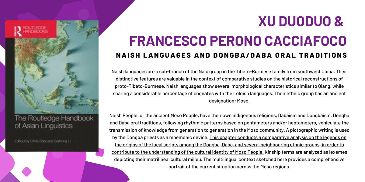 Senior Lecturer Francesco Perono Cacciafoco and Xu Duoduo study the Naish languages of the Naic group in Southwest Asia, conducting a comparative analysis on the legends of this community. Read more: taylorfrancis.com/chapters/edit/…