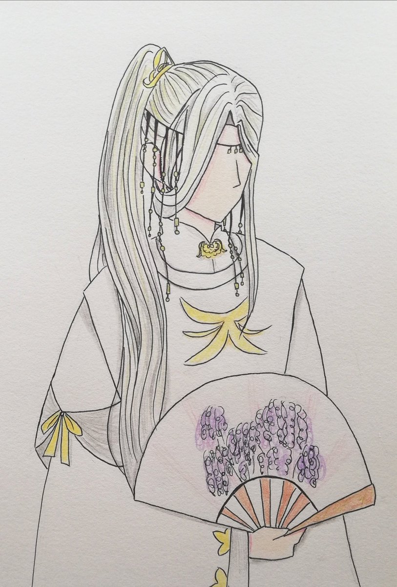 a_blepling's tweet photo. let's dress sylvan up a bit ✨ @Hyoyidraws 
totally not part of wis' evil plan to make sylvan look pretty

 (i tried to copy the gold symbol thingies that he has on his cloak but now it just looks like bananas so let's just go with that. here comes sylvan, lord of the bananas) https://t.co/oIK7X3wLPa