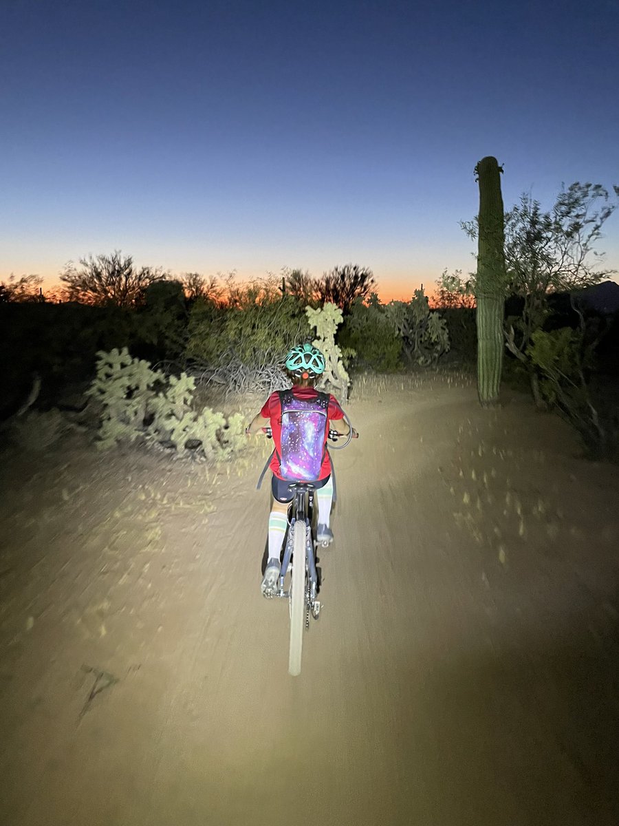 Tonight my father and I went on a MTB ride with a very fun but fast group! Lots of cactus in the trails.  It was worth it in the end bc I got ice cream! Hope you all are doing well.  Ps the sunset was beautiful.  #mtb #tucson #kidsonbikes #haveaniceday