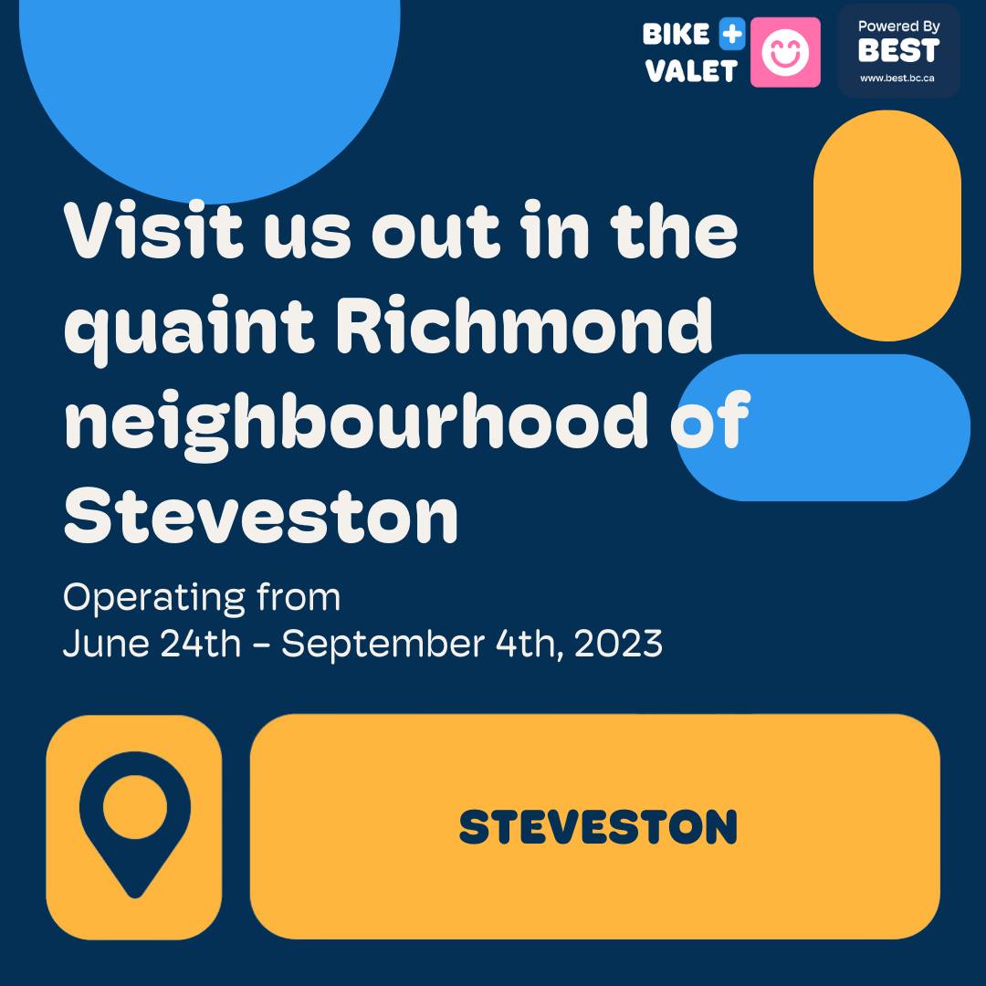 The Bike Valet is back in Steveston for the season, making it easier than ever to explore the Village on wheels. 

Free, secure, coat check-style bike parking by professional valets. Learn more ➡️ bit.ly/3NwcKfB

#RichmondBC <a href="/Richmond_BC/">City of Richmond BC</a> <a href="/TransLink/">TransLink BC</a> <a href="/TheBicycleValet/">Bike Valet</a>