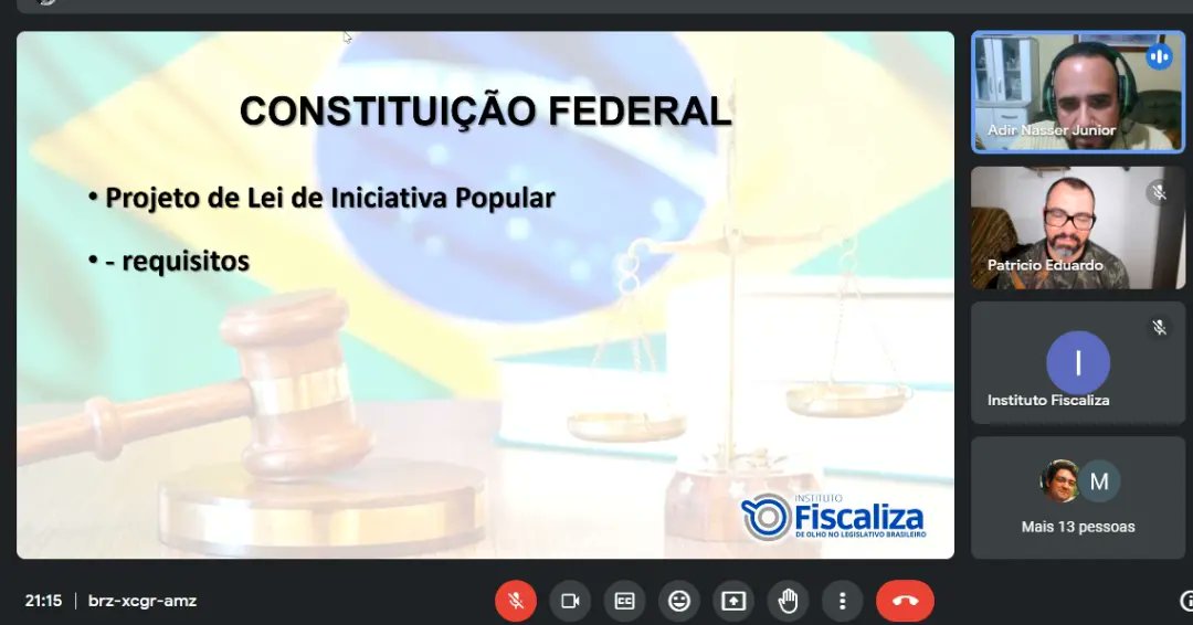 ifiscaliza's tweet photo. E nosso treinamento de hoje com informações importantíssimas transmitidas com maestria pelo nosso advogado civilista @adirnasserjr sobre Iniciativa Legislativa (2a parte) - LEI DE INICIATIVA POPULAR. Falaremos mais sobre este tema. 
 #projetosdeleis
#projetodeiniciativapopular https://t.co/iBcBc58CE3