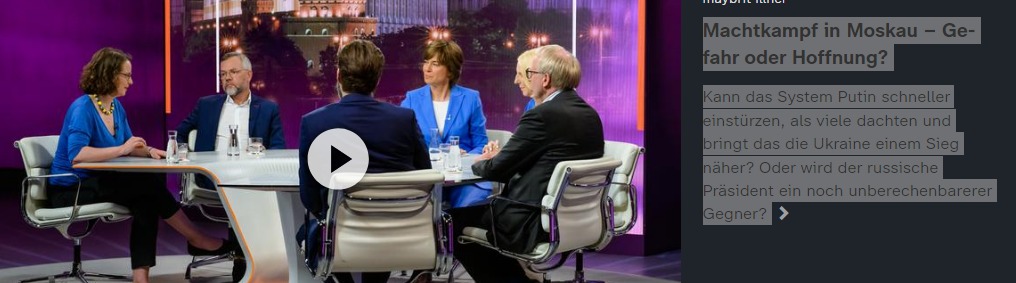 Welche Hutständer und sonstige sog. #Experten bei #illner zu Gast waren, spielt eh keine Rolle, denn die Grundannahmen, die im Titel der Sendung definiert sind, sind schon falsch.
Thema war:
"Machtkampf in #Moskau – Gefahr oder Hoffnung? 
Kann das System Putin schneller